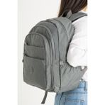 Unisex Okul Çantası Klinkır Kumaş Sırt Çantası Çok Cepli Hafif Yağmur Geçirmez 42*30 cm - Gri