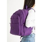 Unisex Okul Çantası Klinkır Kumaş Sırt Çantası Çok Cepli Hafif Yağmur Geçirmez 42*30 cm - Mor