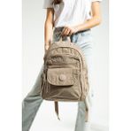 Unisex Okul Çantası Su Itici Hafif Klinkır Kumaş Günlük Sırt Çantası 40*30 cm Çok Cepli - Vizon