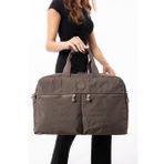 Unisex Önü Cepli Ayakkabı Bölmeli Geniş Hacimli Seyahat Antrenman Gym Fitness Spor Çantası (Vizon)