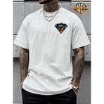 Unisex Oversize Baskılı Pamuklu Bisiklet Yaka Kısa Kollu Beyaz T-Shirt Batman And Superman - 3XL