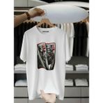 Unisex Oversize Baskılı Pamuklu Bisiklet Yaka Kısa Kollu Beyaz T-Shirt Kartlar - 3XL