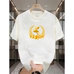 Unisex Oversize Baskılı Pamuklu Bisiklet Yaka Kısa Kollu Beyaz T-Shirt Taraftar 5 Yıldız - XS