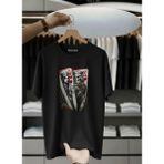 Unisex Oversize Baskılı Pamuklu Bisiklet Yaka Kısa Kollu Siyah T-Shirt Kartlar - 3XL
