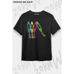 Unisex Oversize Kalıp Kürek Paddle Boardin Tasarım Baskılı Tshirt - Siyah