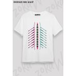 Unisex Oversize Kalıp Kürek Rowing Sport Tasarım Baskılı Tshirt - Beyaz