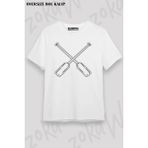 Unisex Oversize Kalıp Kürek Rowing Sport V2 Tasarım Baskılı Tshirt - Beyaz