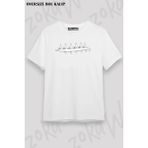 Unisex Oversize Kalıp Kürek Rowing Sport V3 Tasarım Baskılı Tshirt - Beyaz