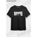 Unisex Oversize Kalıp Kürek Rowing Sport V5 Tasarım Baskılı Tshirt - Siyah - XL