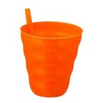 Unisex Oyuncak Pipetli Bardak BPA FREE Çerezlik Oyun Bardağı Renkli Meşrubat Bardağı 300ml Çocuk Bebek Meyve Suyu Kabı Tombul Bardak (Turuncu)