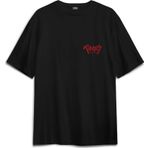 Unisex Pamuk Siyah Berserk Manga Anime Guts Kılıç Ön Sırt Baskılı Oversize Tişört