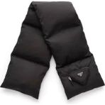 Unisex Plakalı Yün ve Re-Naylon Atkı - Siyah - M