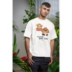 Unisex Player 1 Game Over Baskılı Tişört, Oversize Süper Mario Temalı Bisiklet Yaka T-Shirt - Beyaz