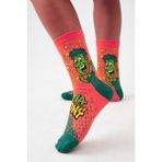 Unisex Pop Art Karikatürlü Soket Çorap - Çok Renkli - 43 - 46
