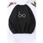 Unisex Potter Baskılı Bisiklet Yaka Sweatshirt