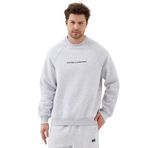 Unisex Relax Fit Rahat Kesim Pamuklu Basic Bisiklet Yaka Baskılı Sweatshirt, Açık Gri, L