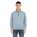 Unisex Relax Fit Rahat Kesim Pamuklu Yarım Fermuarlı Dik Yaka Sweatshirt - 7385