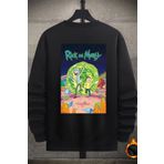 Unisex Rick And Morty Baskılı Bisiklet Yaka Sweatshirt