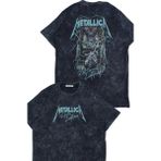 Unisex Ride The Lightning Sırt Yazılı Yıkamalı T-Shirt, Oversize Rock Band Metallica Temalı Tişört - Siyah - 4XL