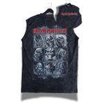 Unisex Rock Band Iron Maiden Sırt Baskılı Yıkamalı Kolsuz Vintage Tişört - Siyah