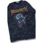 Unisex Rock Band Megadeth Baskılı Vintage Tişört, Oversize Rock Metal Baskılı Yıkamalı T-Shirt - Siyah