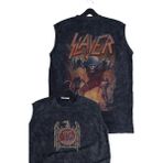 Unisex Rock Band Slayer Sırt Baskılı Yıkamalı Kolsuz Vintage Tişört - Siyah - 2XL