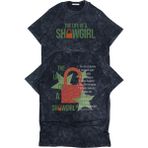 Unisex Showgirl Playlist Sırt Baskılı Yıkamalı T-Shirt, Oversize Taylor Swift Temalı Vintage Tişört - Siyah - 2XL