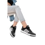 Unisex Siyah Beyaz Termo Taban Şeritli Bağcıklı Spor Ayakkabı 37