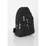 Unisex Siyah Çapraz Askılı Çanta Göğüs Çanta Çok Bölmeli Günlük Omuz Çanta Bodybag - 00-Siyah