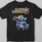 Unisex Siyah Clash Royale Mini P.E.K.K.A Savaşçı Baskılı Çocuk Tişörtü