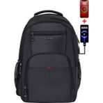 Unisex Siyah Okul Sırt Çantası Orta Boy USB Type-C Laptop Bölmeli Su Geçirmez Kumaş Lise Üniversite