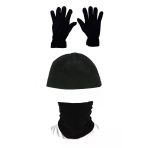 Unisex Siyah Polar Bere Boyunluk Eldiven 3'lü Set
