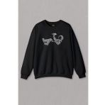 Unisex Siyah Sweatshirt Astronot Uçurtma Uzay Cosmos Nasa Galaxy Baskılı Sweat