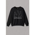 Unisex Siyah Sweatshirt Kapadokya Capadocia Nevşehir Peri Bacaları Turkey Baskılı Sweat