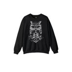 Unisex Siyah Sweatshirt Owl Baykuş Üzgün Kız Güçlü Kadın Baskılı Sweat Siyah