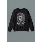 Unisex Siyah Sweatshirt Rockabilly Fight Rock Music Baskılı Sweat Siyah