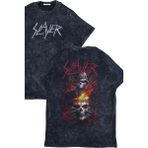 Unisex Slayer Sırt Baskılı Yıkamalı T-Shirt, Oversize Rock Band Temalı Vintage Tişört - Siyah - 2XL