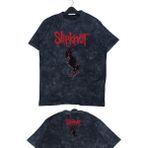 Unisex Slipknot Goat Ense Baskılı Yıkamalı T-Shirt, Oversize Rock Band Temalı Vintage Tişört - Siyah