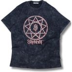 Unisex Slipknot Logo Baskılı Yıkamalı T-Shirt, Oversize Rock Band Temalı Retro Tişört - Siyah - 4XL
