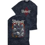 Unisex Slipknot Mask Sırt Baskılı Yıkamalı T-Shirt, Oversize Rock Band Temalı Retro Tişört - Siyah - 4XL