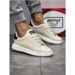 Unisex Sneaker Spor Ayakkabısı Ortopedik Hafif Memory Foam Eva Tabanlı Konforlu Günlük Kullanım - Bej - Siyah