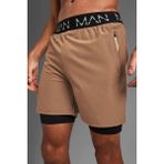 Unisex Şort,astarlı Şort,gym Şort, Fitness Şort,gizli Cepli Şort, Fitness Taytlı Şort - XL - Bej
