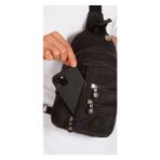 Unisex Su Geçirmez Kulaklık USB Çıkışlı Çapraz Askılı Çanta Bel Omuz ve Göğüs Çanta Günlük Bodybag - Siyah