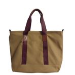 Unisex Su İtici Canvas Tote Bag - Mini Portföy Çantalı 15.6" Laptop Bölmeli Omuz Çantası - Camel