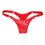 Unisex Suni Deri Tanga Külot, Tokalı Tasarım, Kırmızı ve Siyah Renk Seçenekleri, Elastan Malzeme (Kırmızı Unisex Külot Tanga, 36)