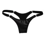 Unisex Suni Deri Tanga Külot, Tokalı Tasarım, Kırmızı ve Siyah Renk Seçenekleri, Elastan Malzeme (Siyah Unisex Külot Tanga, 42)