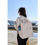 Unisex Suya Dayanıklı Krinkıl Kumaş Çok Gözlü Krem Laptop Okul Ve Sırt Çantası