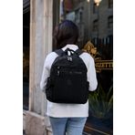 Unisex Suya Dayanıklı Krinkıl Kumaş Çok Gözlü Siyah Laptop Okul Ve Sırt Çantası