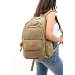 Unisex Suya Dayanıklı Kumaş Laptop Bölmeli Büyük Boy Bej Renkli Okul Seyahat Sırt Çantası