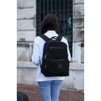 Unisex Suya Dayanıklı Orta Boy Krinkıl Kumaş Çok Gözlü Siyah Laptop Okul Ve Seyahat Sırt Çantası